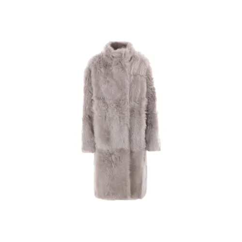 Yves Salomon Серое Женское Пальто