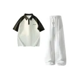 Черно-серый топ + белый низ