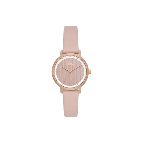 DKNY Наручные часы Кварцевый механизм Кожаный ремешок 34 мм Розовый циферблат Женские часы