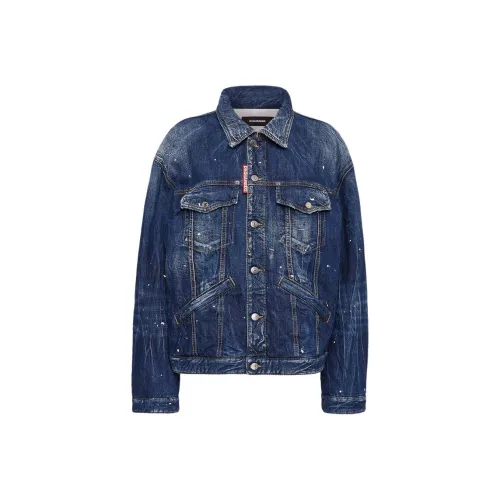 DSQUARED 2 Синий Spots Утепленный Maxi Jean Куртка Деним Куртка Женские Синий