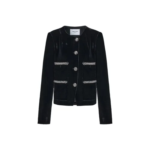 TAMMY TANGS Укороченная куртка женская черного цвета