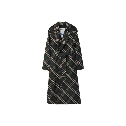 Burberry Длинное пальто Check женское черное