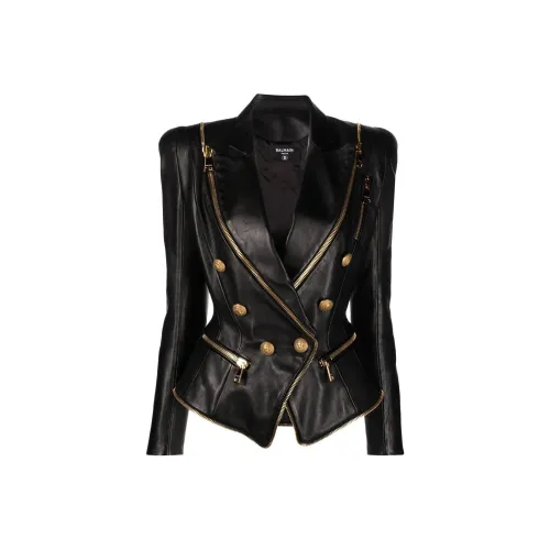 BALMAIN Черные Женские Кожаные Куртки