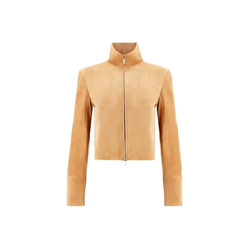 Ferragamo Бежевые Женские Кожаные Куртки