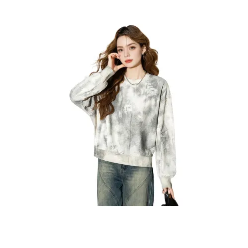 FAWENXIANGZI Толстовка Женская Абрикосовый Серый