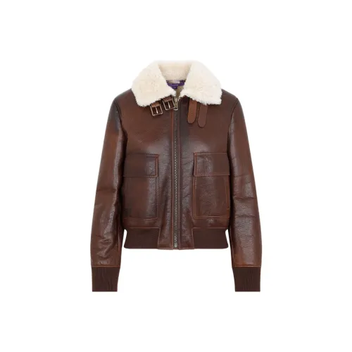 Ralph Lauren кожаная куртка женская коричневого цвета
