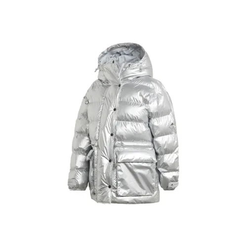 Adidas Серебряные Женские Объёмные Куртки (Пуфы)