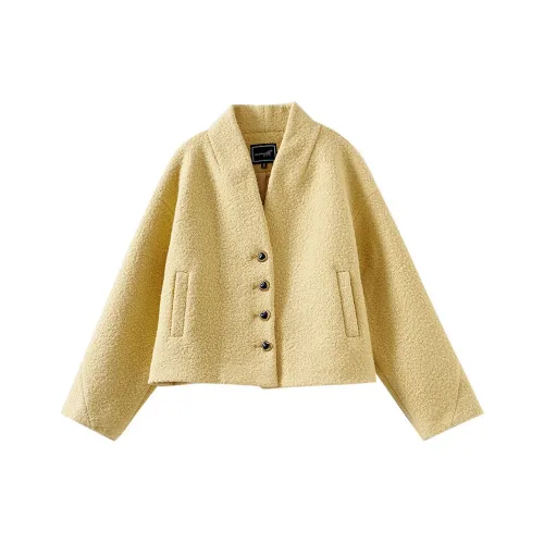 OUNIXUE Желтое Женское Пальто