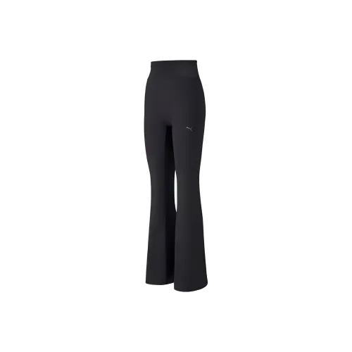 PUMA STUDIO Yogini Ribbed Waist Training Flares Casual Pants Women's Black