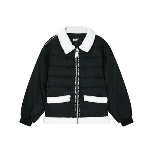 DKNY FW22 Буква Отложной воротник Свободный крой Утолщенный пуховик Женский Черный