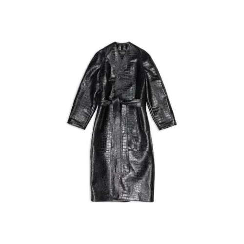 Balenciaga SS23 Кожа Куртка Свободного кроя Женская Черная