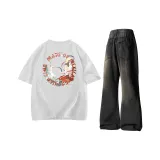 Комплект (Белая футболка + Черные штаны)