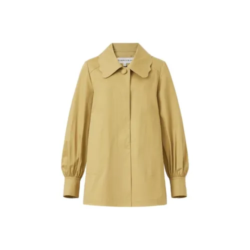 CARVEN Тренчкот Женский Золотой с Чайным Коричневым