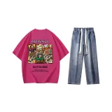 Комплект одежды (Питайя с коротким рукавом + Темно-синие джинсы)