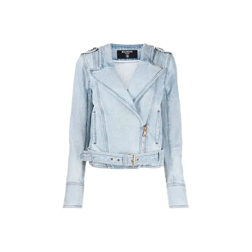 BALMAIN FW21 Denim Jacket Women's Light Blue BALMAIN FW21 Деним Куртка Женская Светло-Синий
