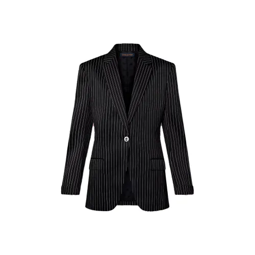LOUIS VUITTON Морской стиль Полоска Блейзер Бизнес Костюм Куртка Женская Черная
