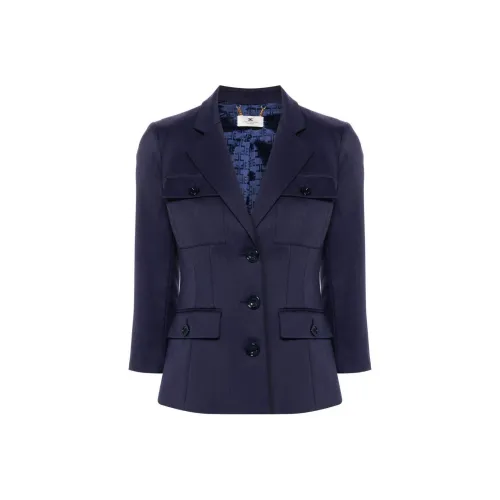 Elisabetta Franchi SS24 Бизнес Костюм Пальто Женское Морской Синий