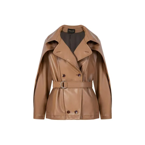 Maison Mai кожаная куртка женская цвет хаки