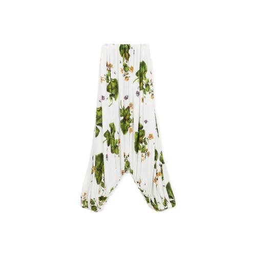 LOEWE FW24 Повседневные брюки Женские Белый Зеленый