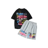 Черный топ+серые брюки