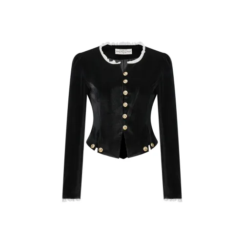 Girly Fancy Club Cropped Coat Women's Black