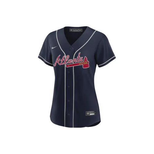 Nike MLB Коллаборация Atlanta Braves Ronald Acuna Jr. Бейсбольная куртка Женская Морской синий