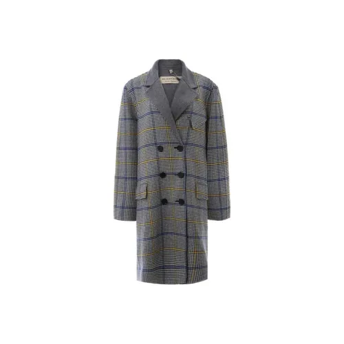 Burberry Пальто Женское Серое Клетка