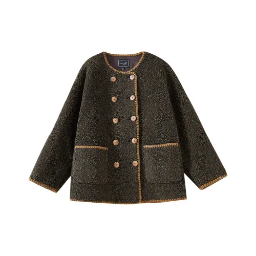 OUNIXUE Пальто Женское Обожженный чай Зеленый