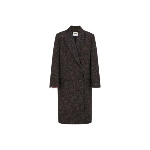 YESWOMEN Кофе Узор "елочка" Длинное Пальто Женское