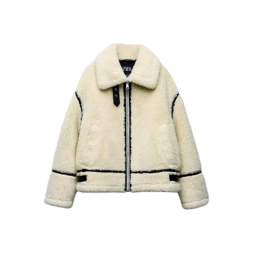 ZARA Белые Женские Бархатные Куртки