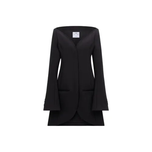 COURREGES SS24 Ellipse Heritage Crepe Пальто Женское Черное