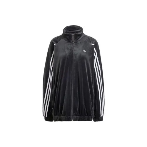 Adidas Originals Velvet Oversized Track Топ Velvet Feel Куртка Женская Черная