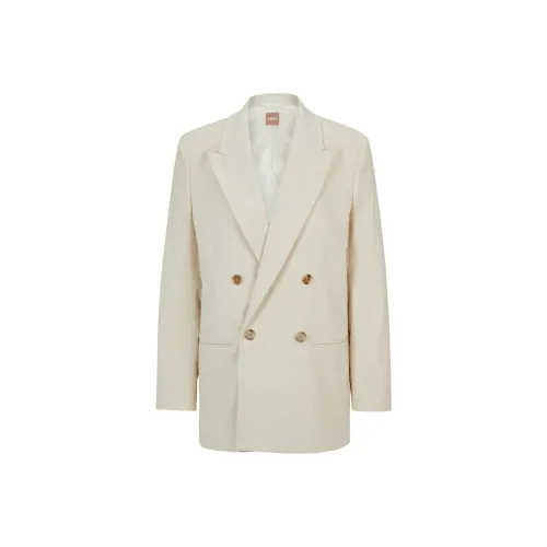 Hugo Boss Longline Relaxed Fit Куртка из хлопковой смеси с утолщениями бизнес-костюм женский белый