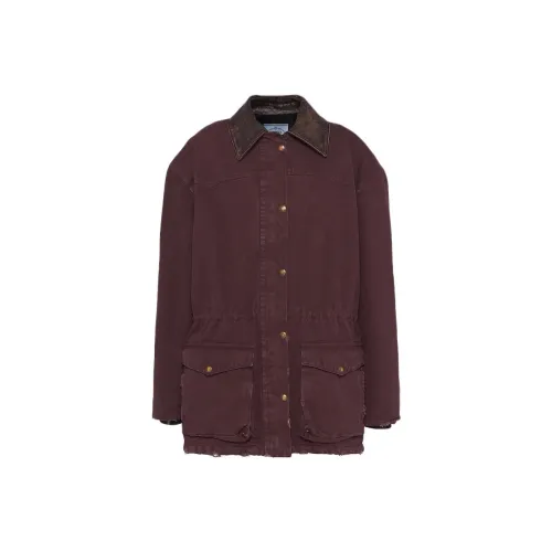 PRADA SS24 Denim Jacket Women's Burgundy