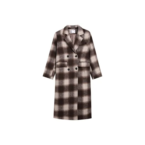 Ice Cream And Whale Куртка Женская Коричневая Клетка