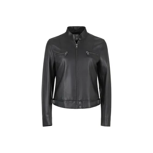 EMPORIO ARMANI SS24 Кожа Куртка Женская Черная