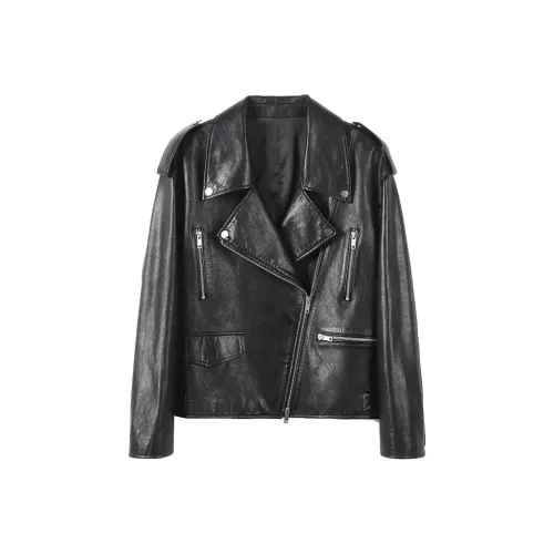 SINBOS Кожа Куртка Женская Элегантная Черная