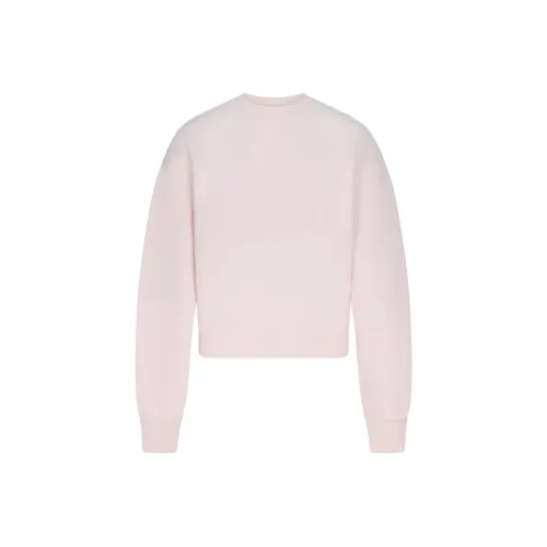 SKIMS SS25 Cotton Fleece Classic Crewneck Sweatshirt Women's Barely Pink Light Pink