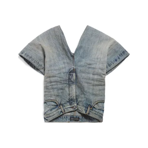 Balenciaga FW24 Denim Jacket Regular Fit Women's Light Blue Баленсиага FW24 Деним Куртка Стандартный крой Женский Светло-Синий