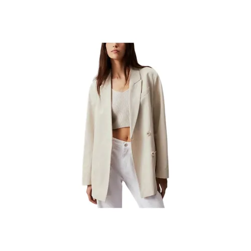 CK Calvin Klein OVERSIZED Linen Tailored Blazer Бизнес Костюм Женский Бежевый