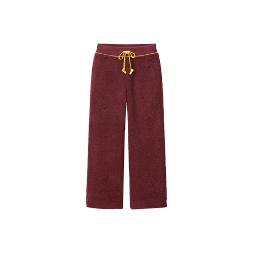 UNIQLO x JW Anderson Прямой крой Брюки Умеренный Повседневный Брюки Женские Темно-красный