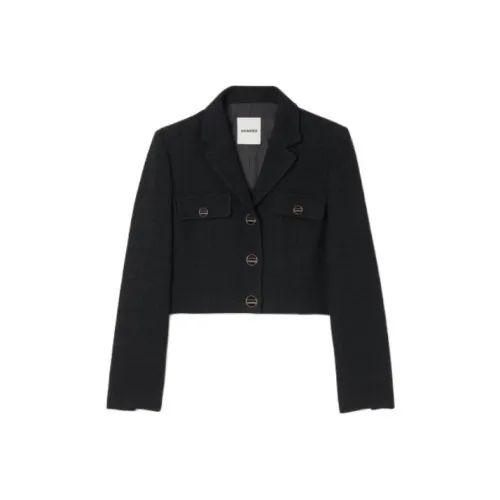 SANDRO Черное Женское Короткое Пальто