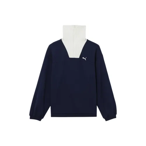 PUMA COLLECTIVE SS25 FEMME HALF ZIP CREW SWEATSHIRT Женский Морской Синий