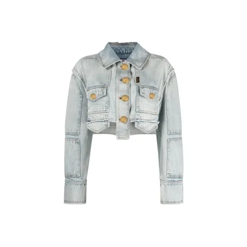 BALMAIN SS23 Cropped Coat Women's Blue BALMAIN SS23 Укороченное пальто женское синее