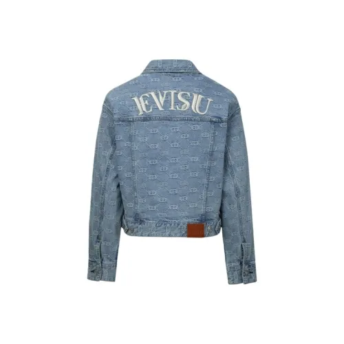 EVISU Denim Куртка Женская Джинсовая Синие Сплошной С принтом