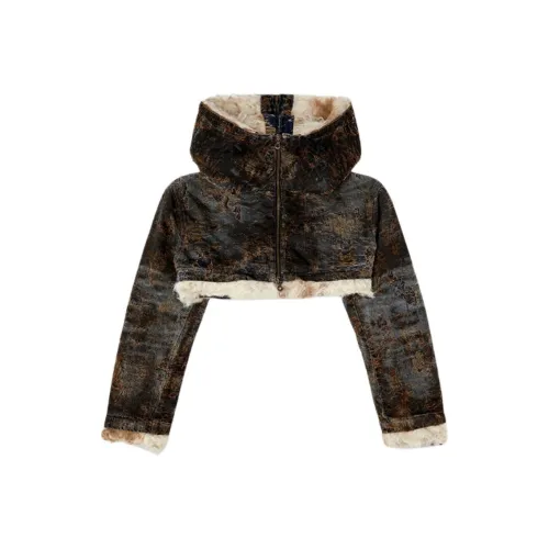 DIESEL FW24 Cropped Coat Women's Gray DIESEL FW24 Укороченное пальто женское серого цвета