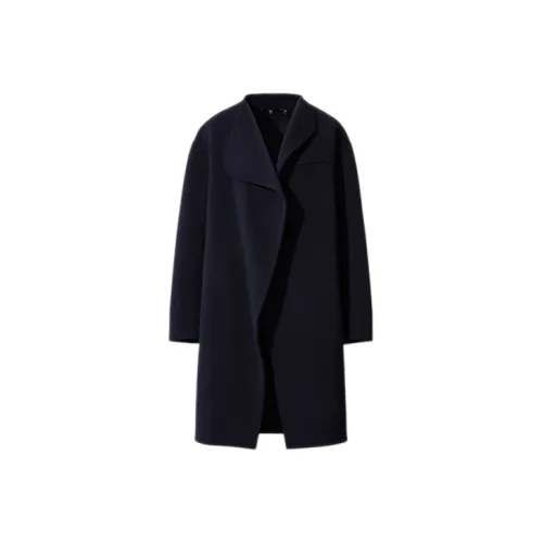 UNIQLO FW20 Бархат Feel Пальто Женское Темно-синий