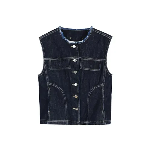 Self Who Жилет Женские Винтажный Синий