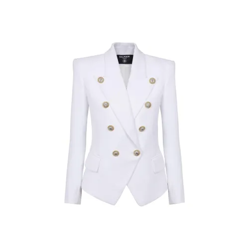 BALMAIN SS24 Бизнес Костюм Пальто Женское Белое