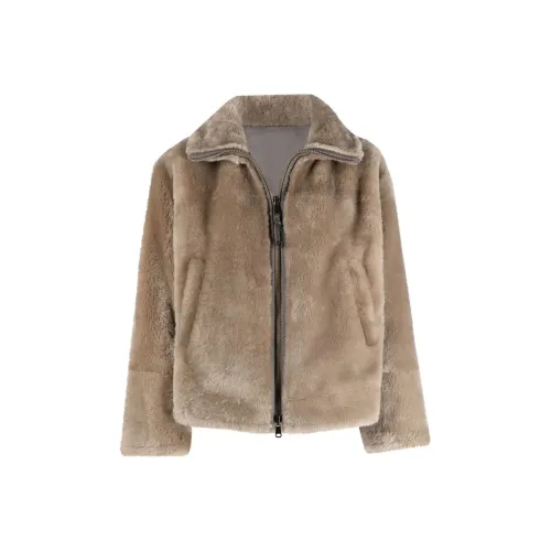 Brunello Cucinelli Бежевые Женские Кожаные Куртки